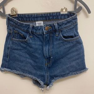 High Waisted Frayed Jean Shorts